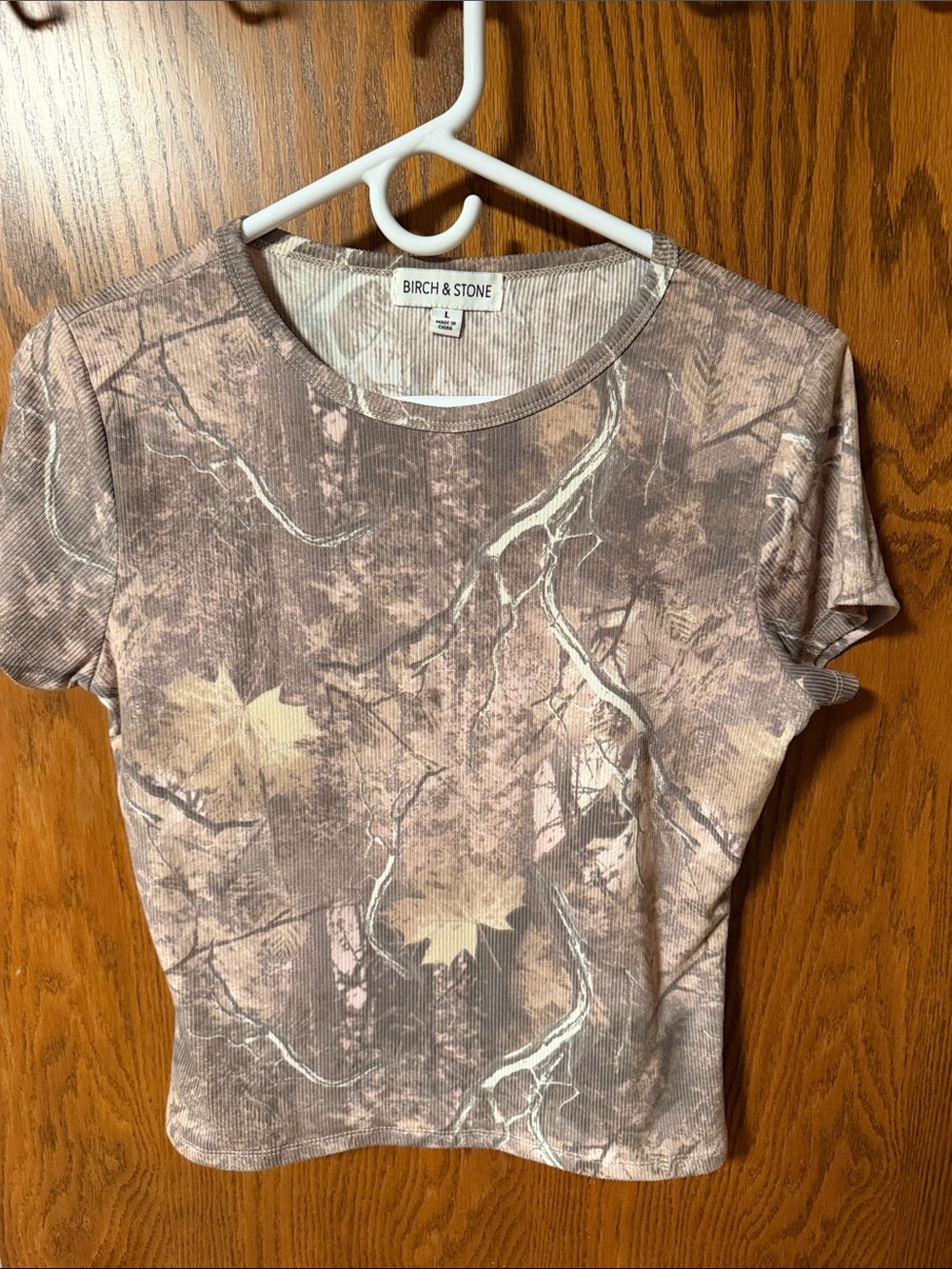 Birch & Stone Taupe Camo Short Sleeve Crewneck Tee